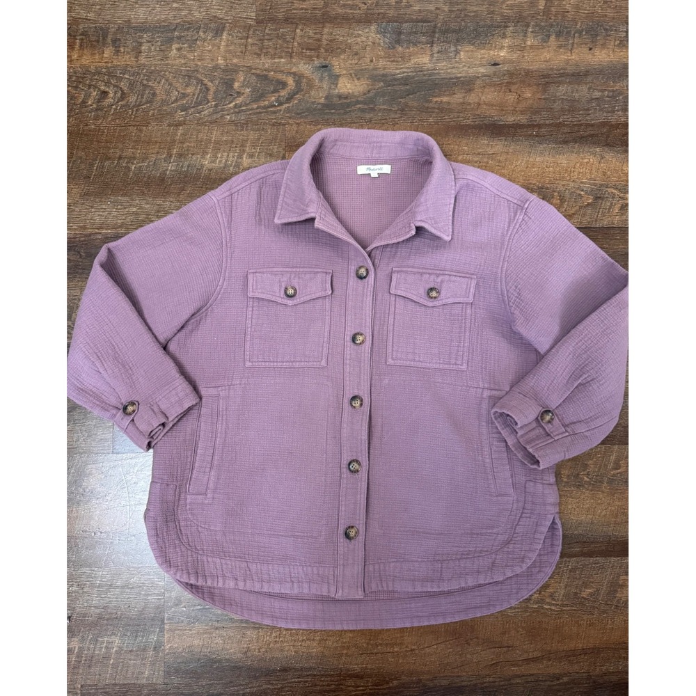 Madewell Mauve Purple Cotton Textured Shacket Shirt Jacket Size Large